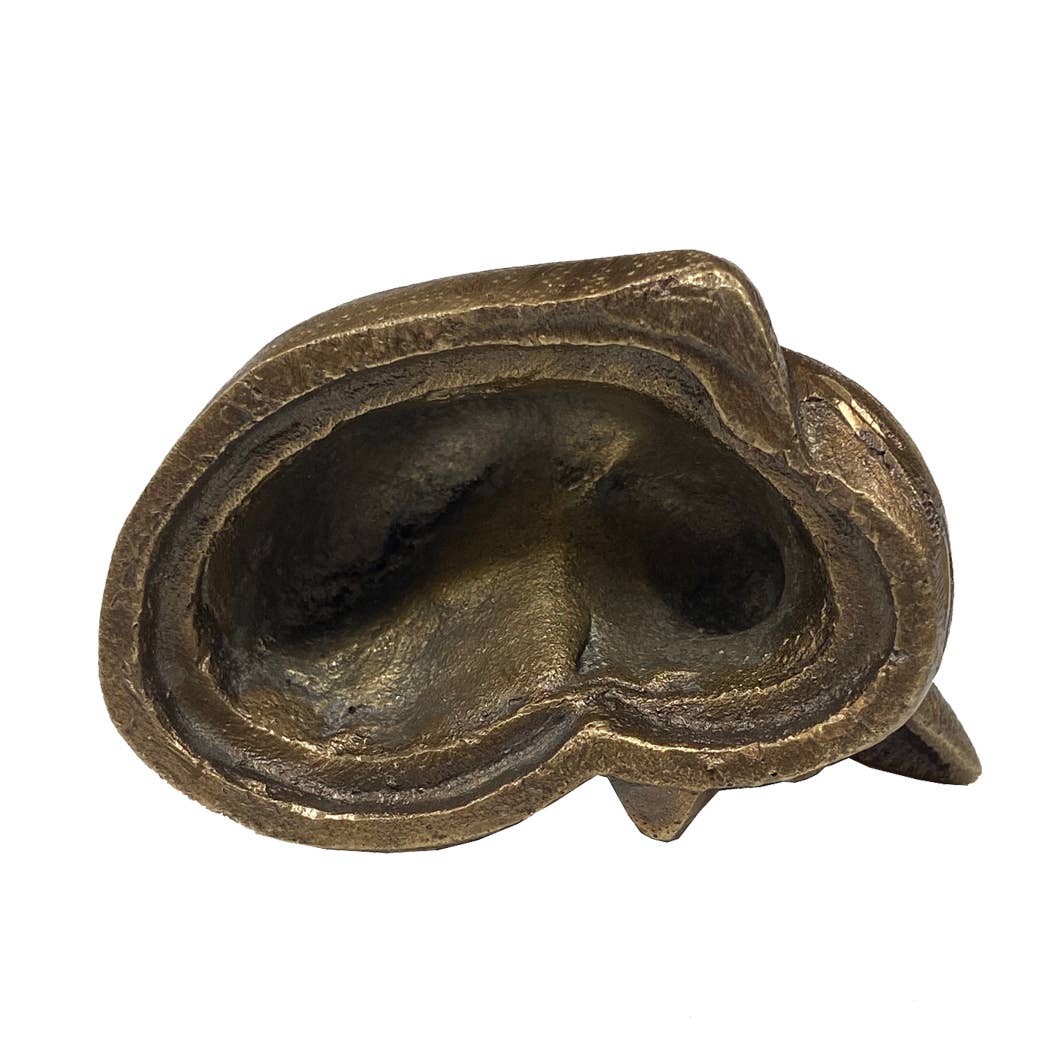 Antiqued Brass Sleeping Fox Tabletop Decor | Classic Desk Accent