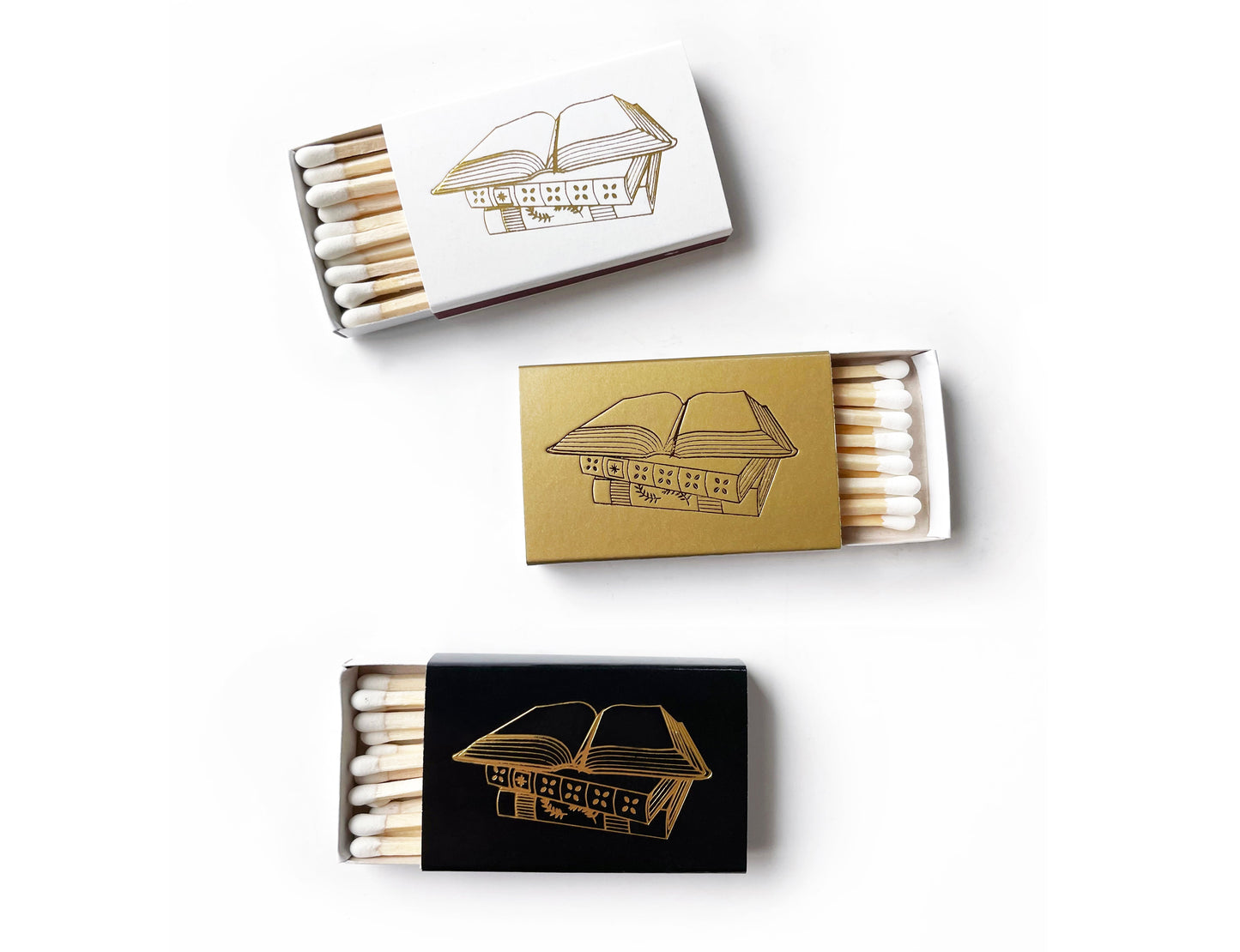 Book Lover Gold Foil Embossed Matchbox