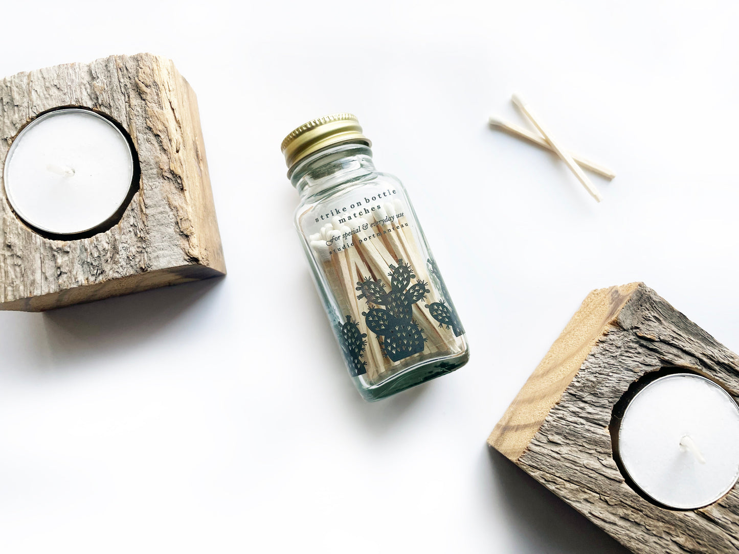 Prickly Pear Cactus 2" White Match Jar