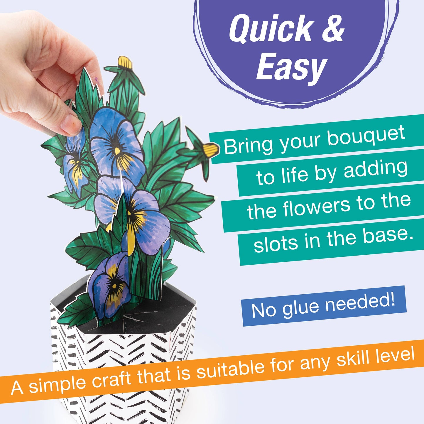 Pop Up Coloring Pansy Bouquet - Adult Coloring Craft