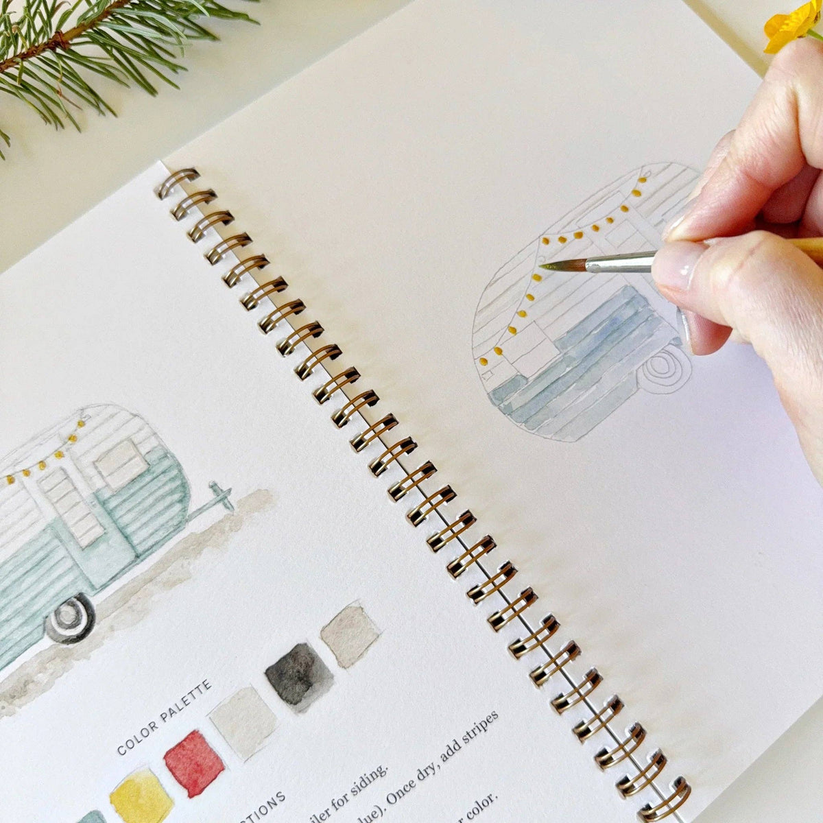 Camping watercolor workbook | Emily Lex Studio
