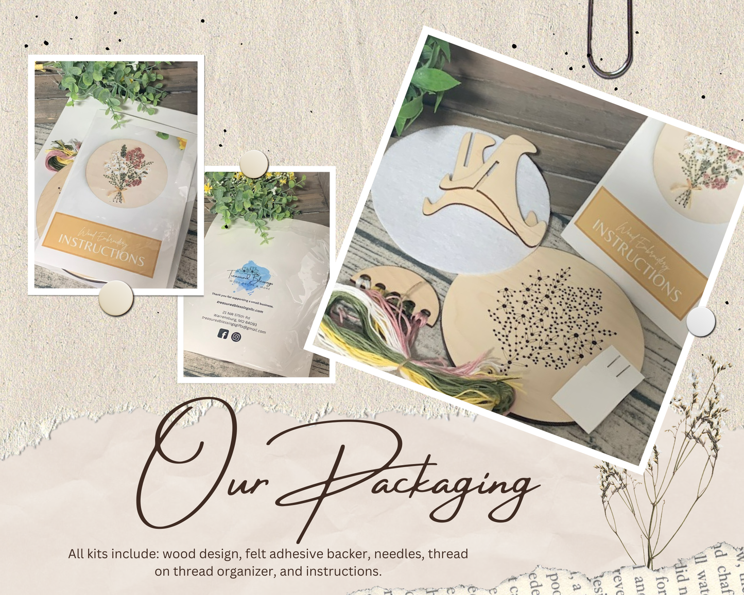 Wood Embroidery Kit - States Floral