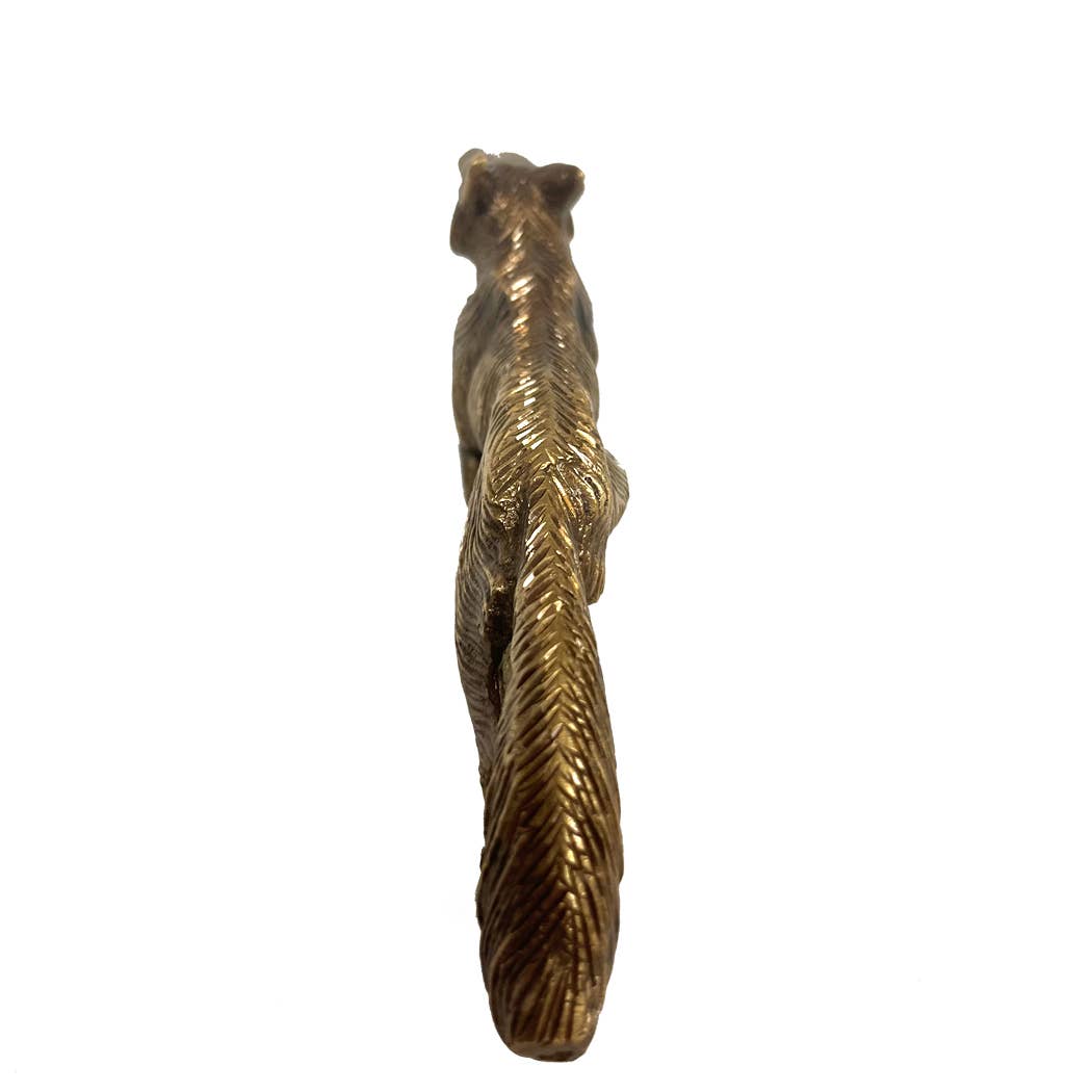 Solid Antiqued Brass Running Fox | Tabletop Desk Decor
