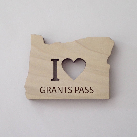 I Heart Grants Pass Magnet | Poplar Wood | Made in Oregon