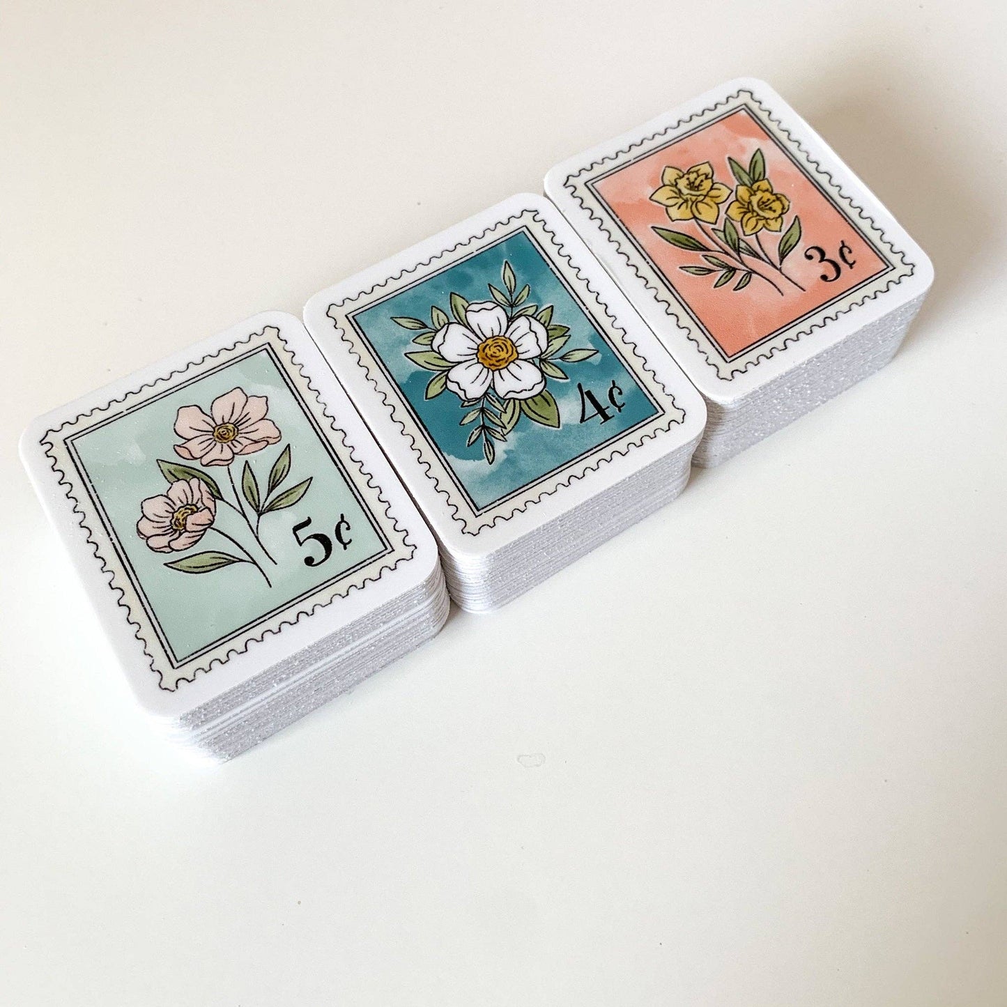 Elyse Breanne Design - Light Blue Floral Stamp Sticker 2x1.75in