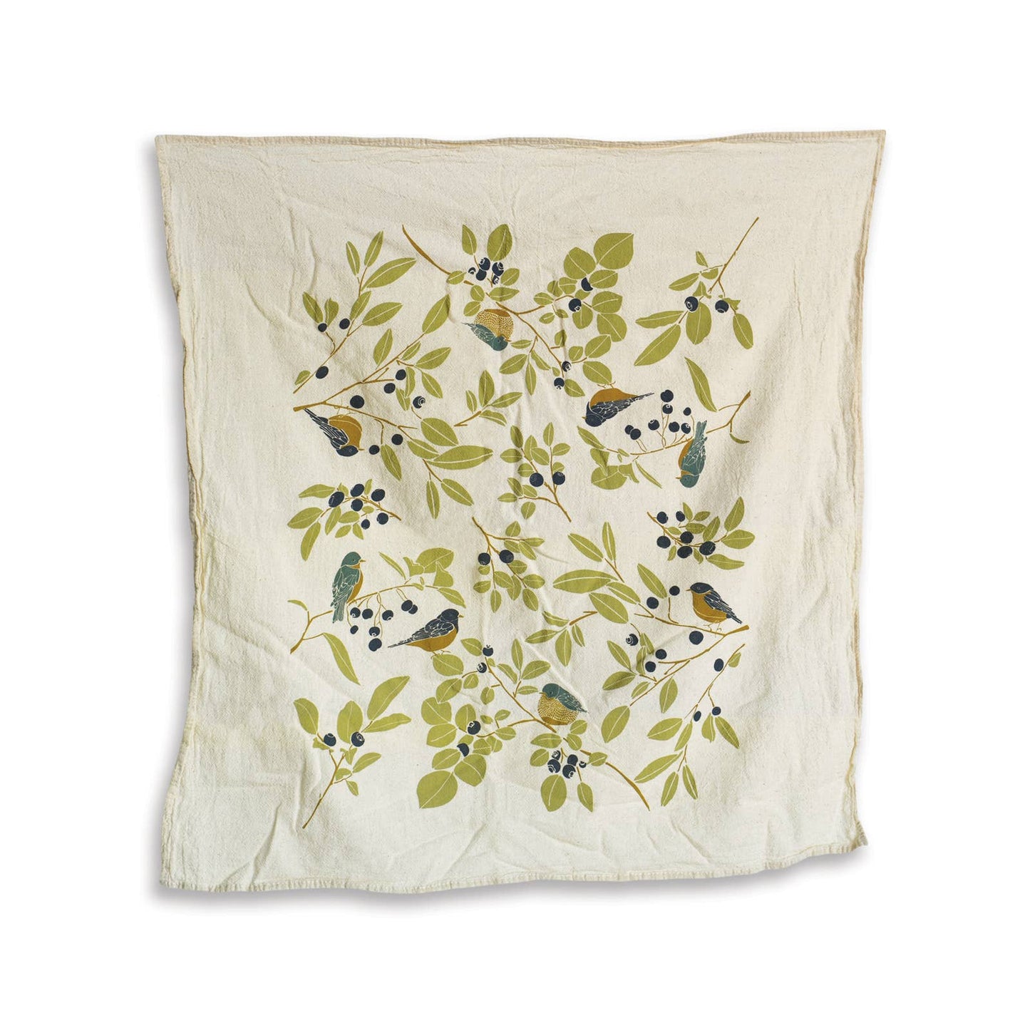 June & December - Huckleberry Marsh Kitchen Tea Towel with Bluebirds / NATURAL