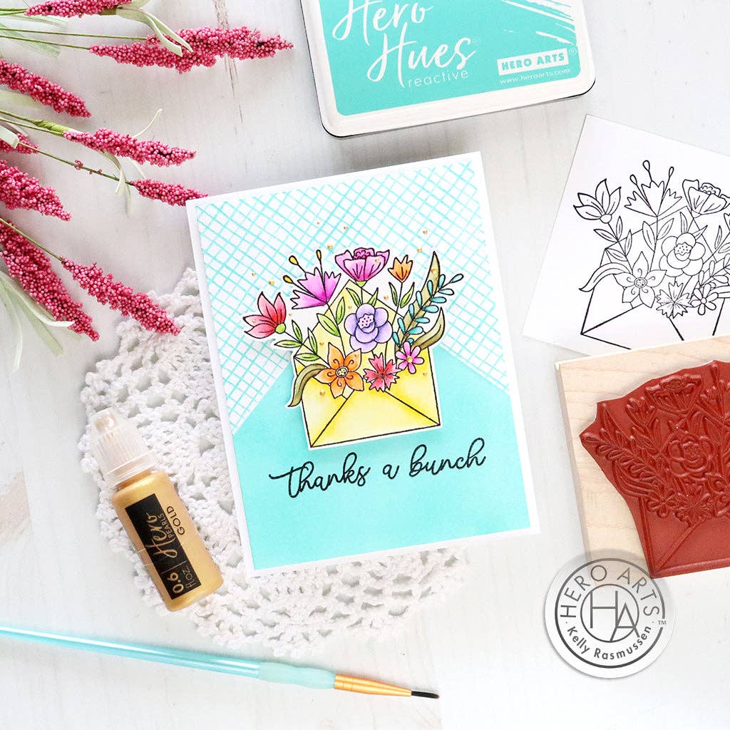 Floral Envelope Handmade Rubber Stamp