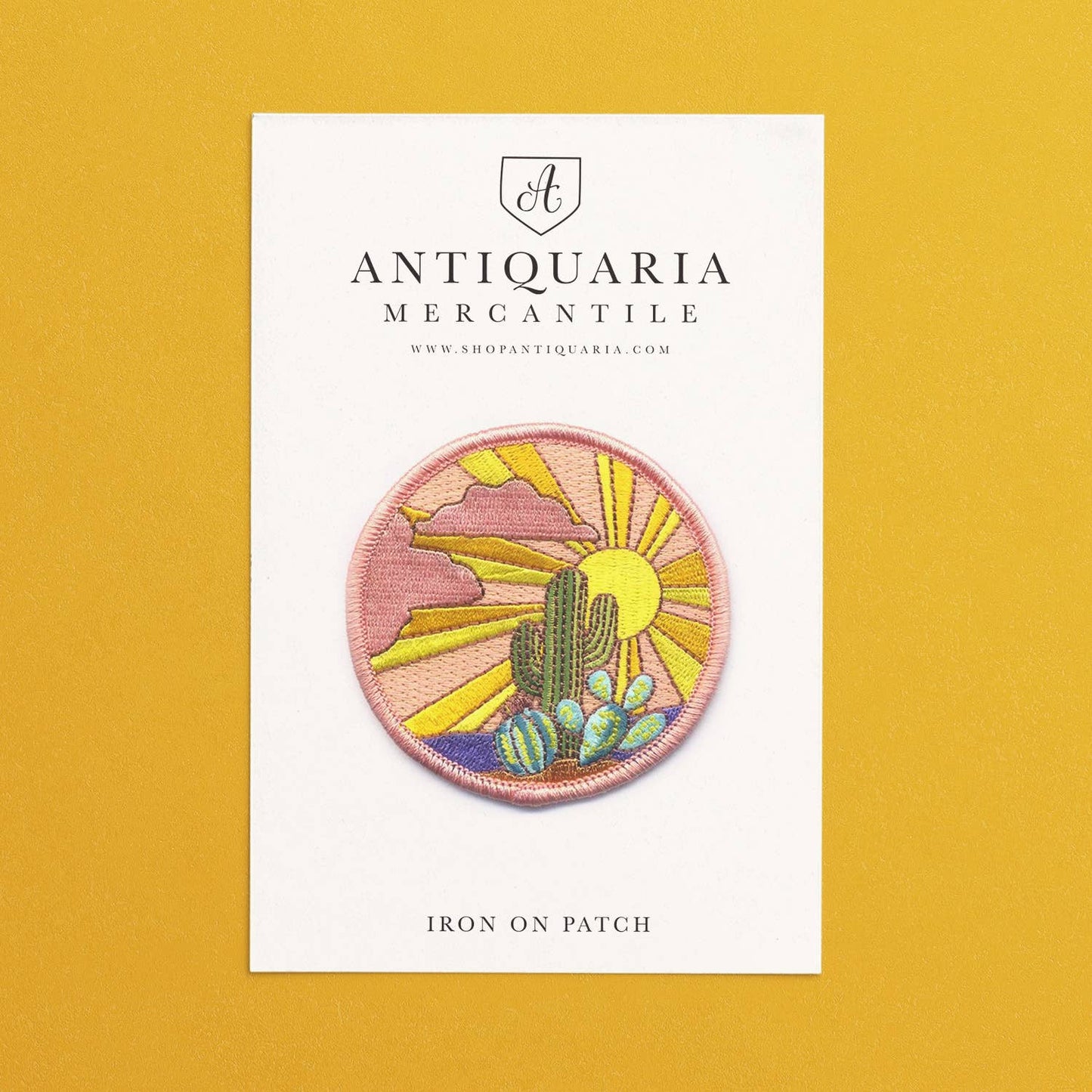 Cactus Sunset Embroidered Patch: 3" round