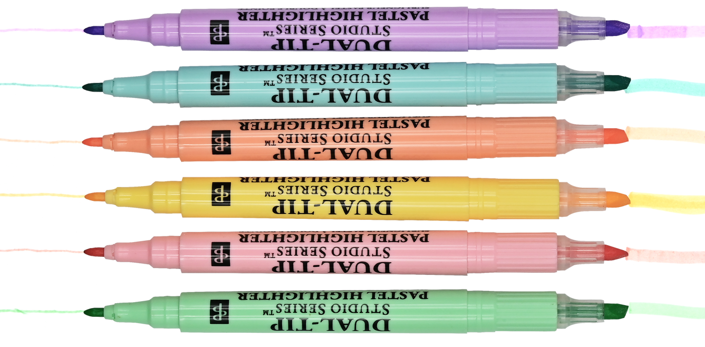 Peter Pauper Press - Studio Series Dual-Tip Pastel Highlighters (Set of 6)