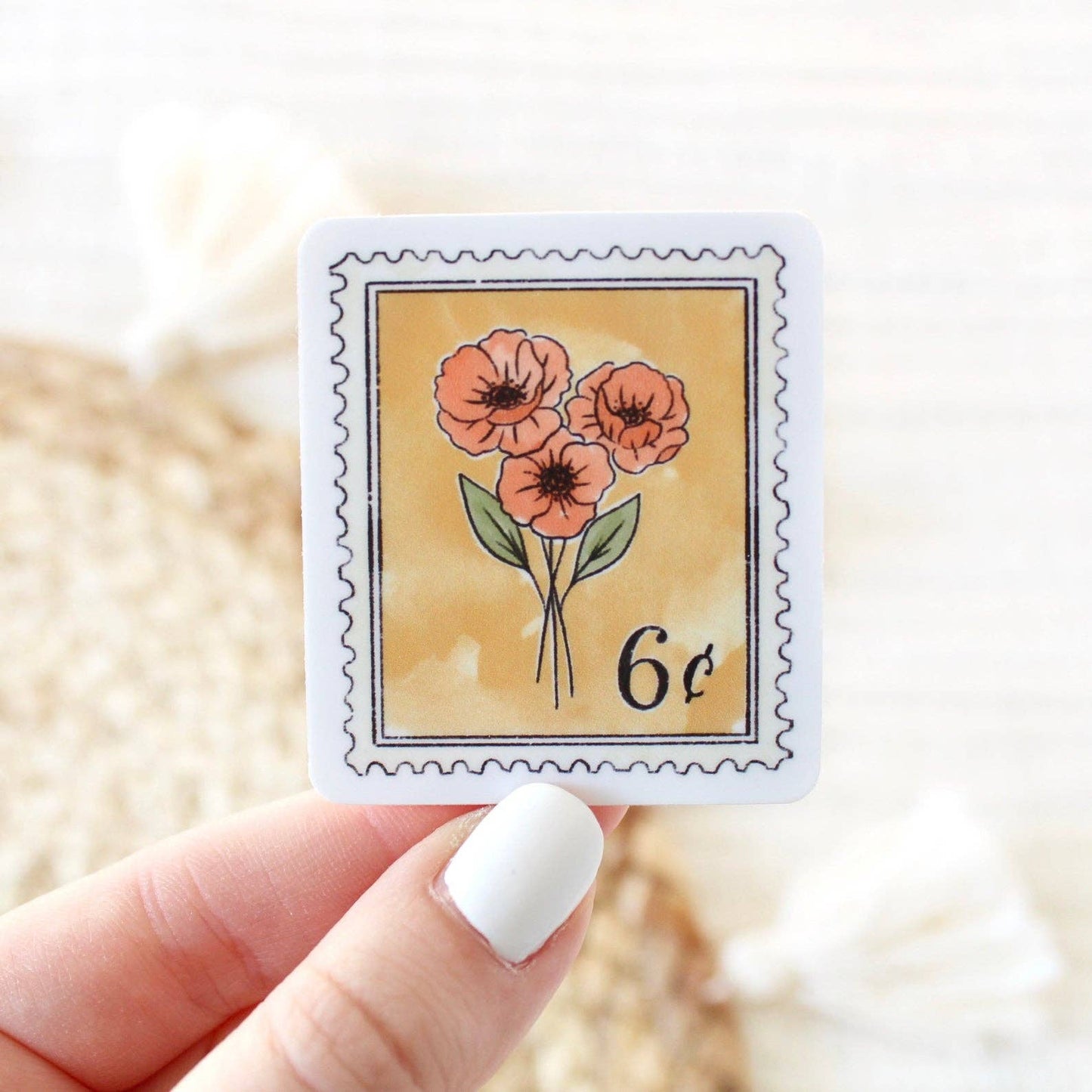 Elyse Breanne Design - Yellow Floral Stamp Sticker 2x1.75in
