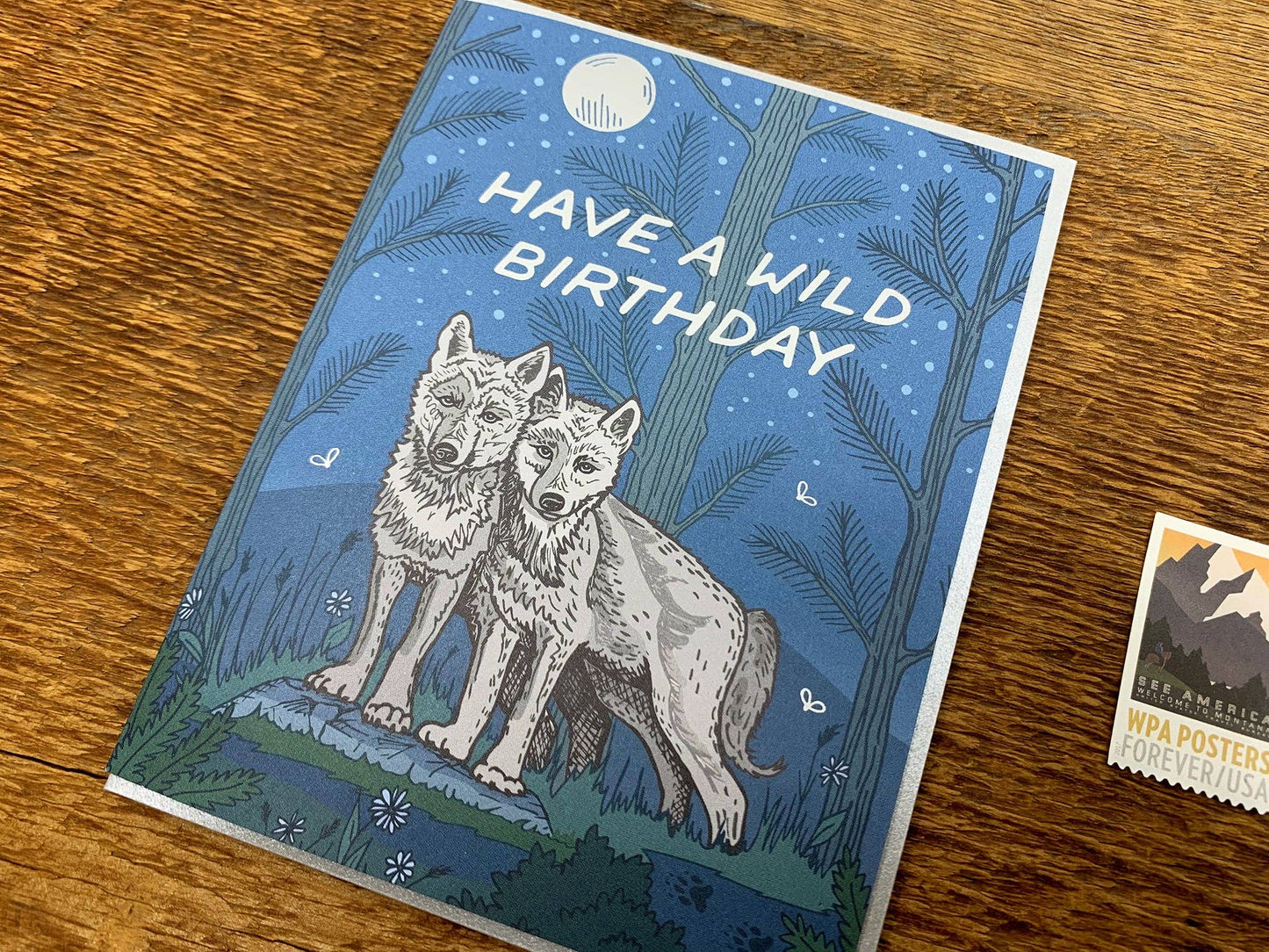 Noteworthy Press | Foil Stamped Wild Wolves Birthday Greeting Card