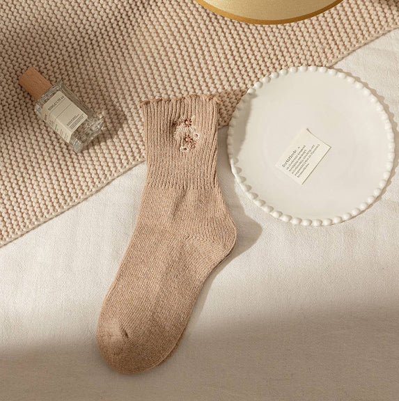 Flower Embroidery Socks