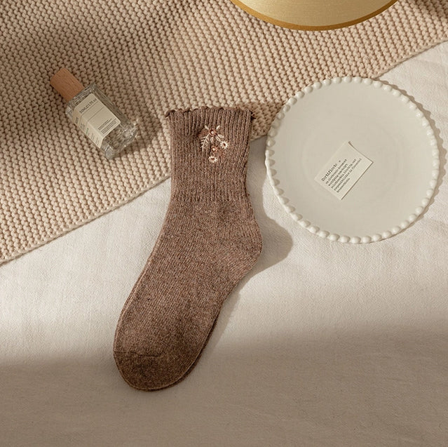 Flower Embroidery Socks