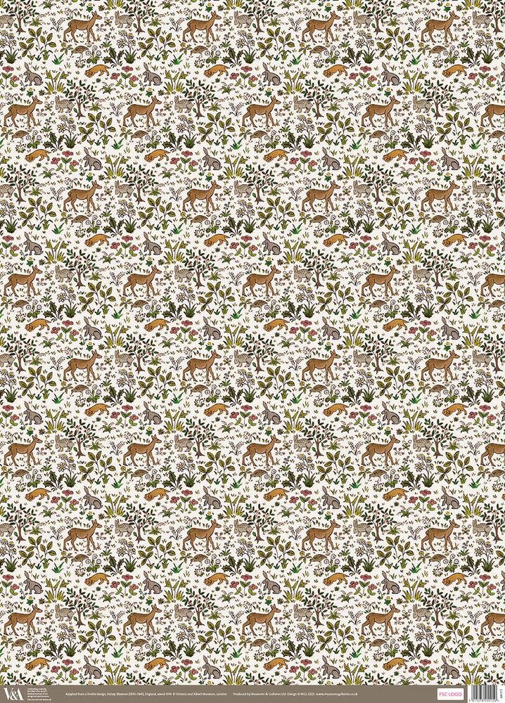 SINGLE SHEET GIFTWRAP WOODLAND ANIMALS M&G
