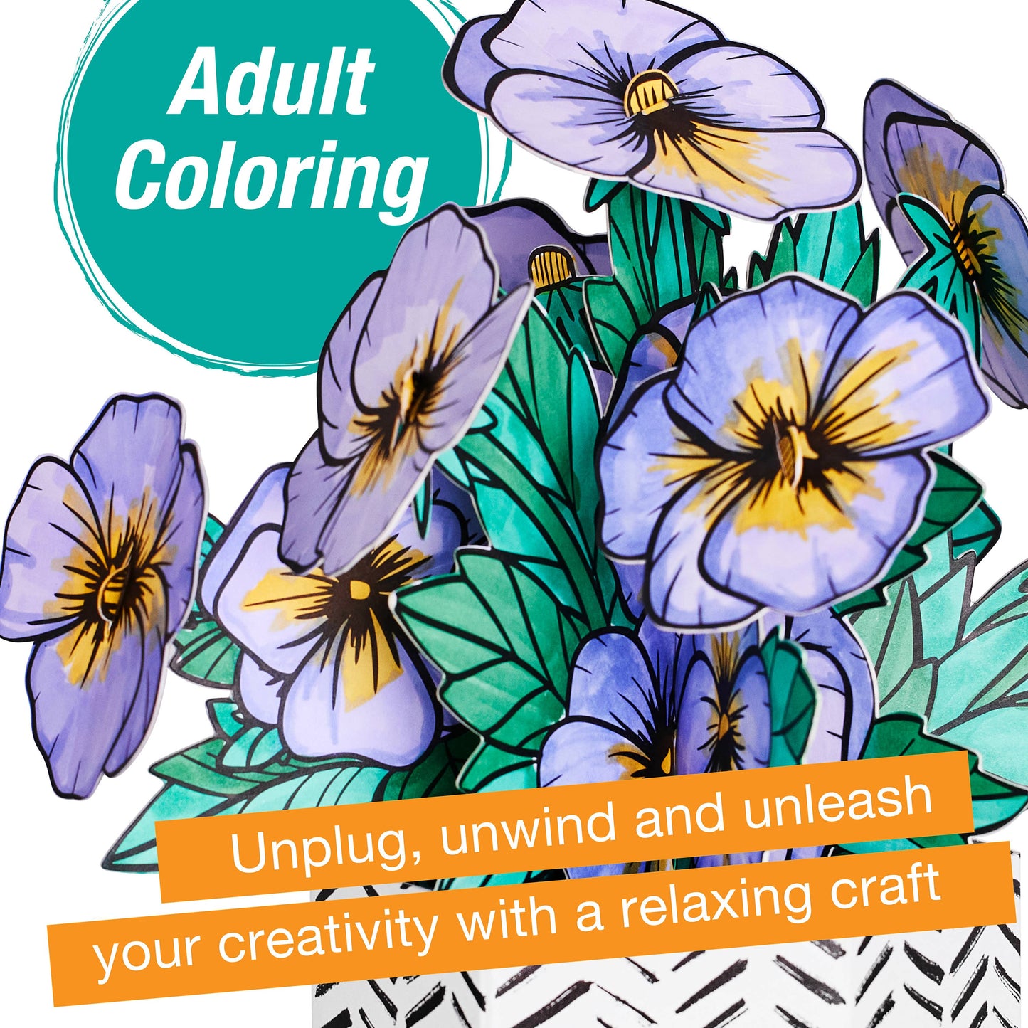Pop Up Coloring Pansy Bouquet - Adult Coloring Craft
