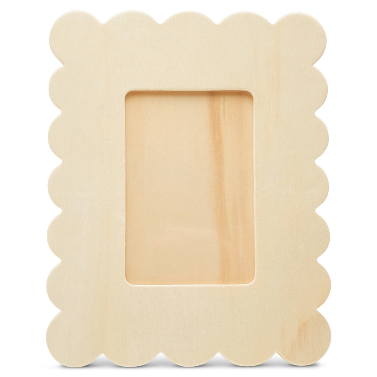 Unfinished Wood Scalloped Photo Frame, 6-3/8" X 8-1/8"