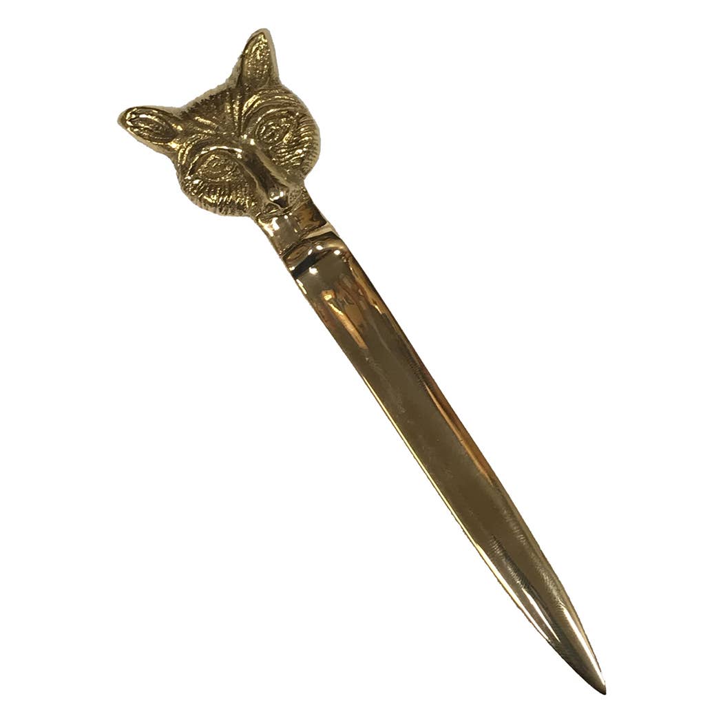 Solid Brass Fox Head Letter Opener Vintage-Style | Classic Desk Decor