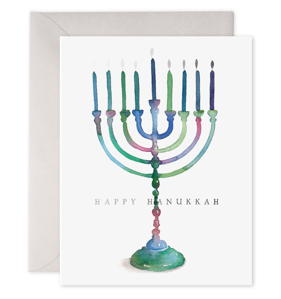 Colorful Menorah Hanukkah Greeting Card Chanukah Card