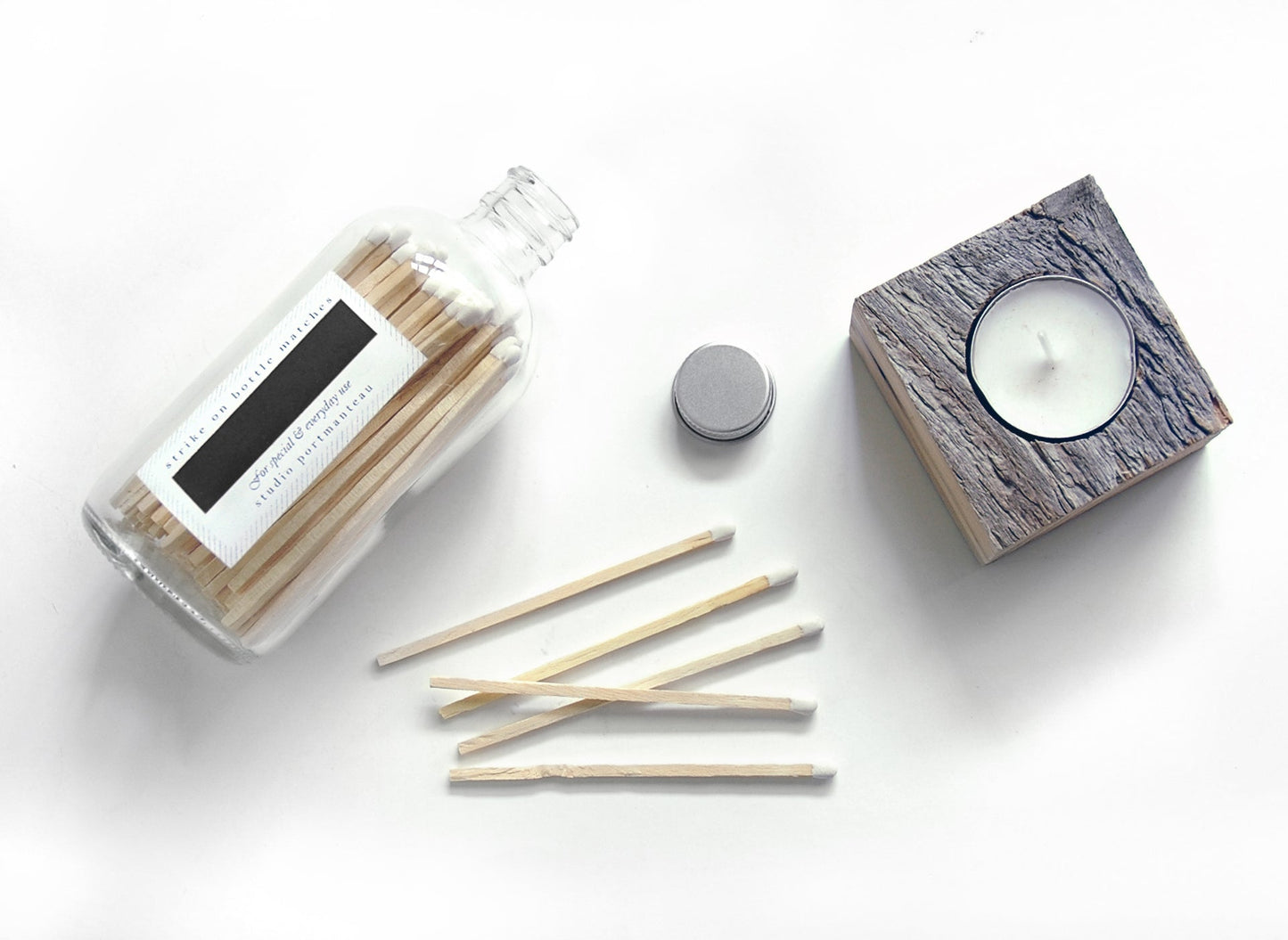 White 4" Candle Match Jar