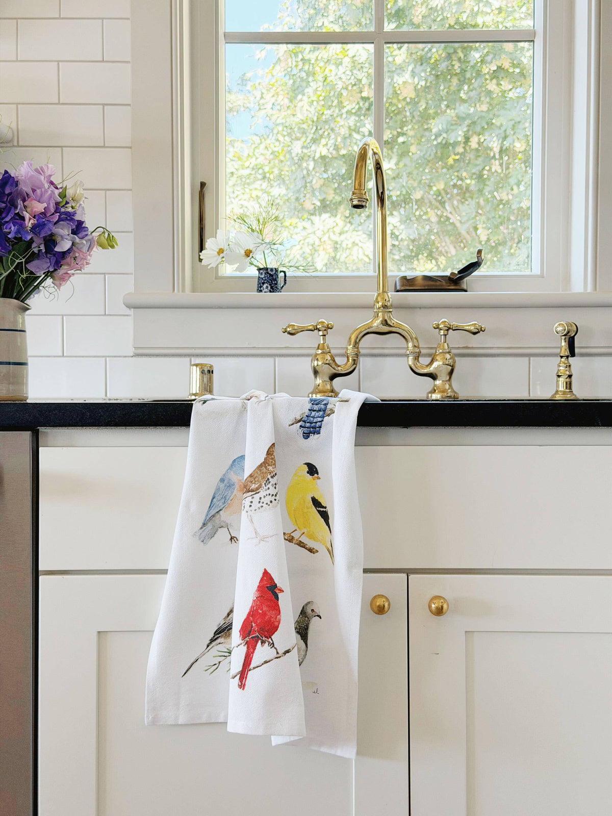 Birds cotton flour sack tea towel | Emily Lex Studio