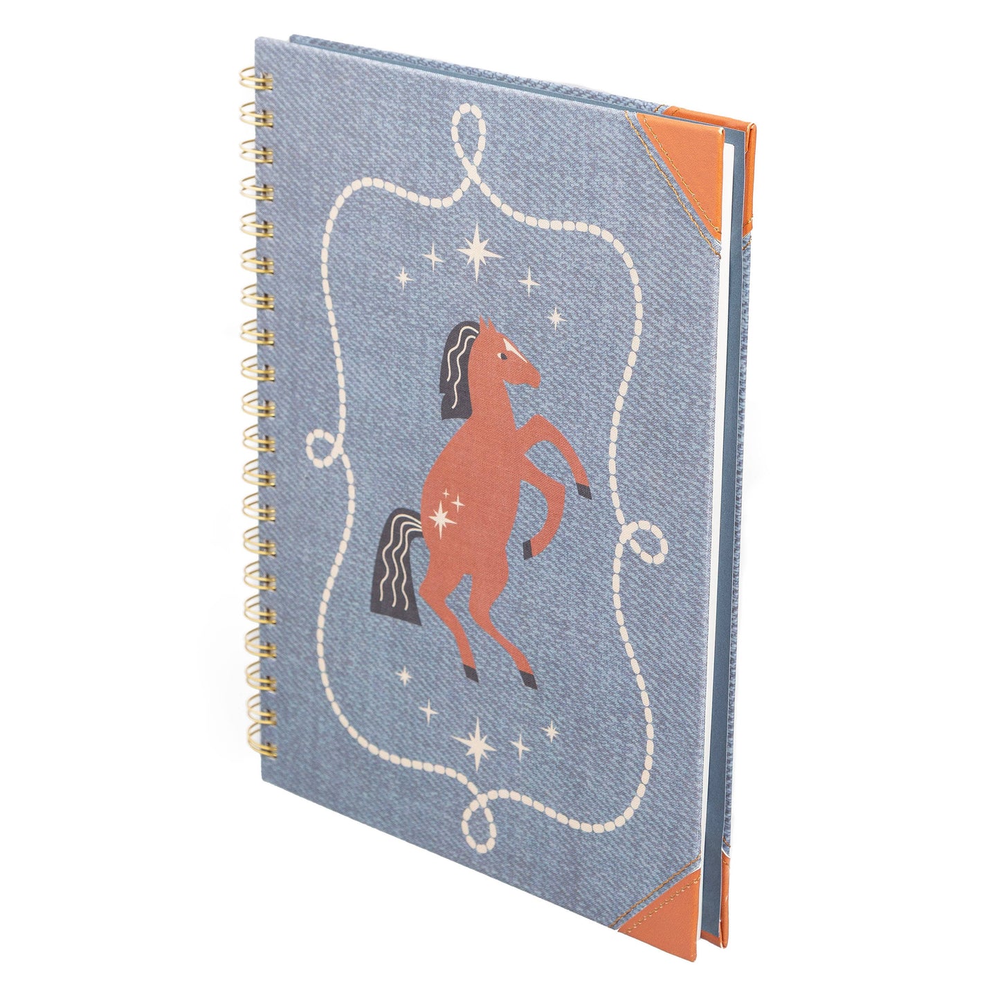 Western Spiral Notebook, Denim Hardcover Cowgirl Journal