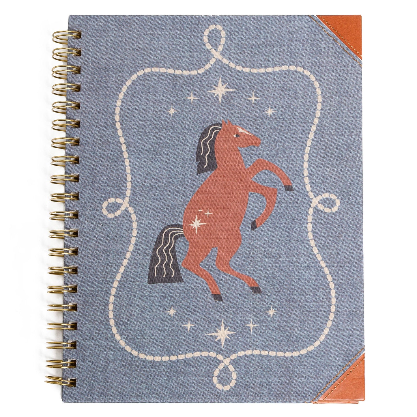 Western Spiral Notebook, Denim Hardcover Cowgirl Journal
