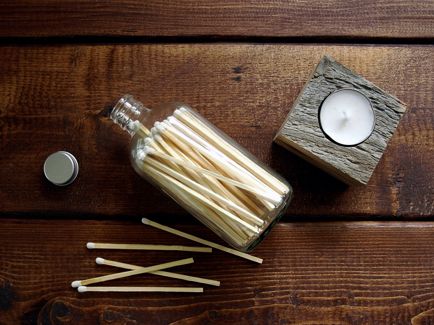 White 4" Candle Match Jar