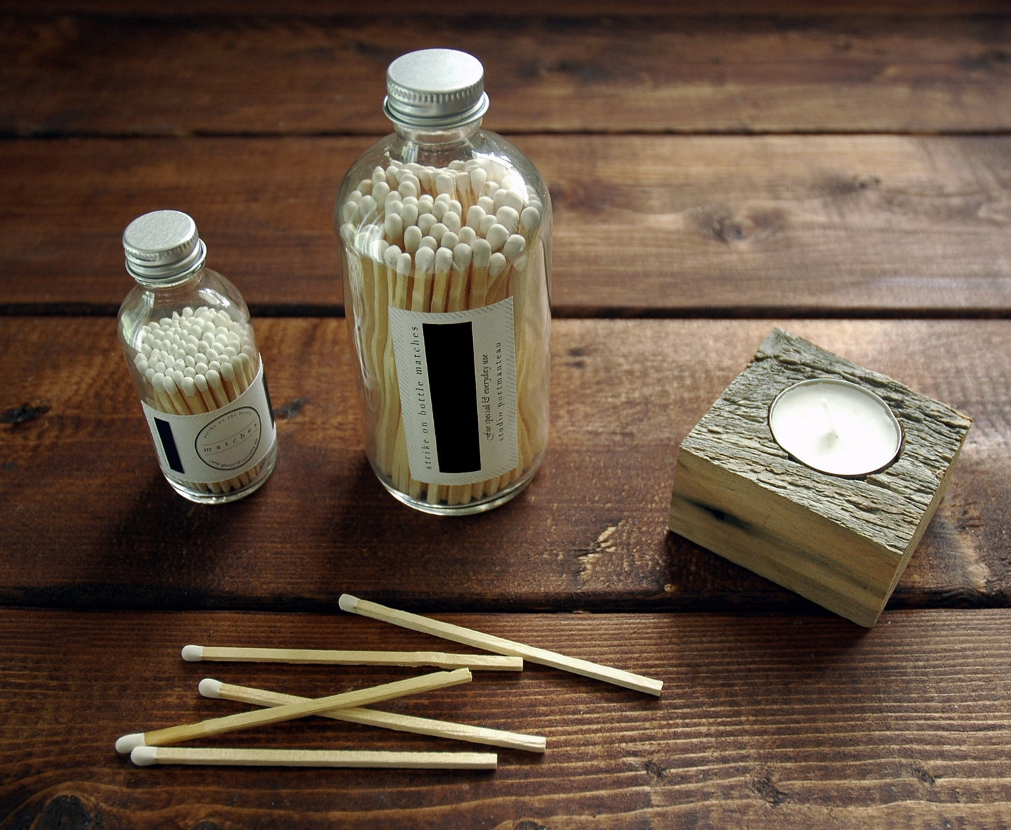 White 4" Candle Match Jar