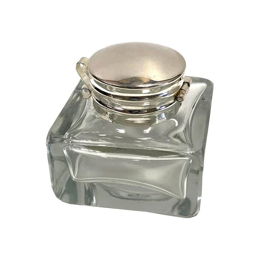 Square Clear Glass Inkwell | Classic Writing Supplies | Desktop Decor