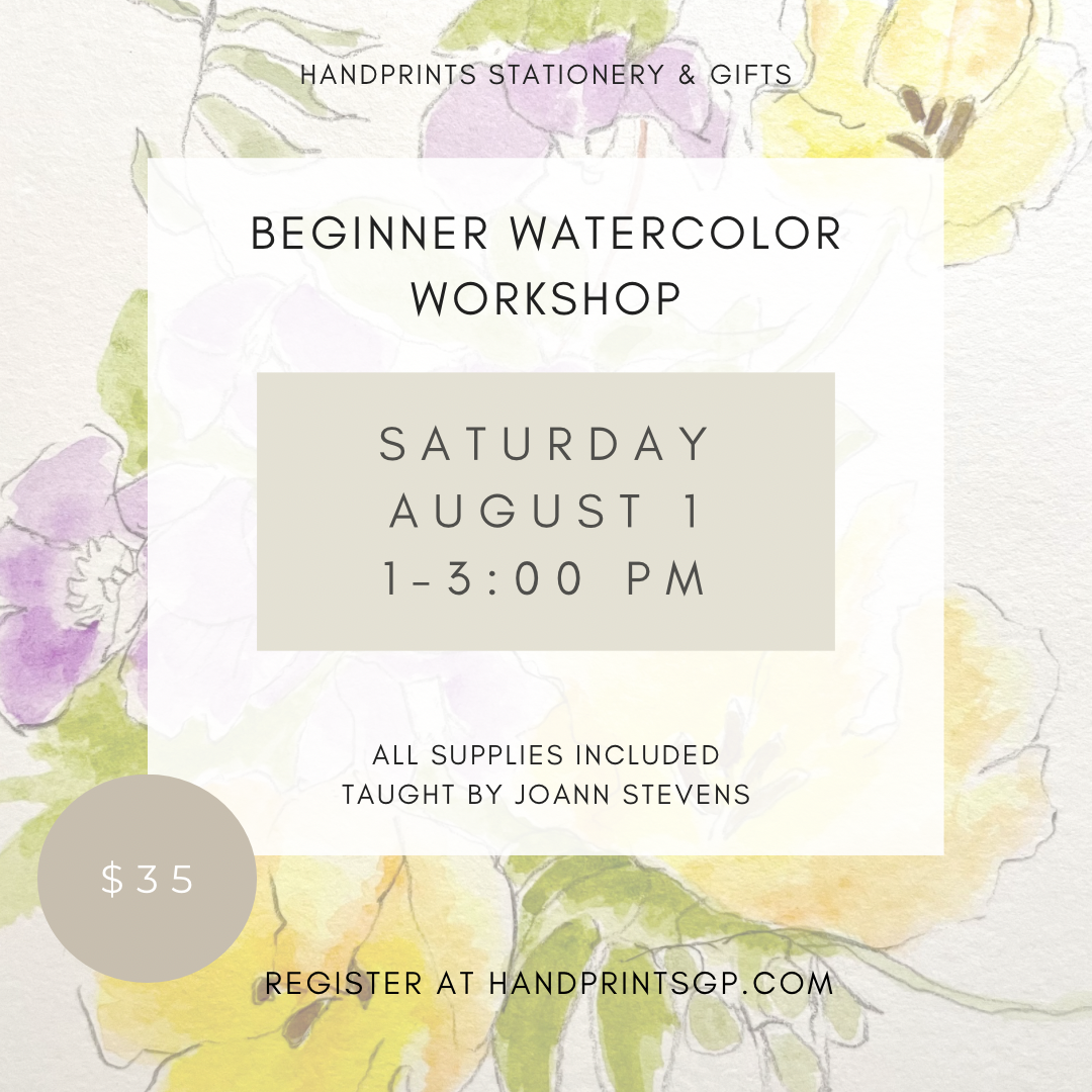Beginning Watercolor Workshop - Saturday August 1, 1 - 3:30 pm