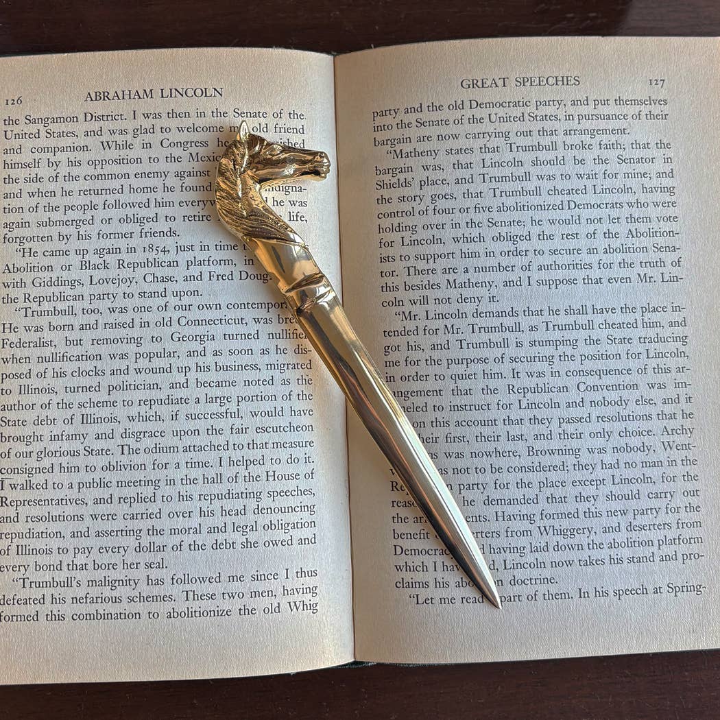 Solid Polished Brass Horse Head Letter Opener | Stationery Supply | Classic Desk Decor
