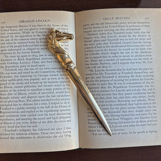 Solid Polished Brass Horse Head Letter Opener | Stationery Supply | Classic Desk Decor