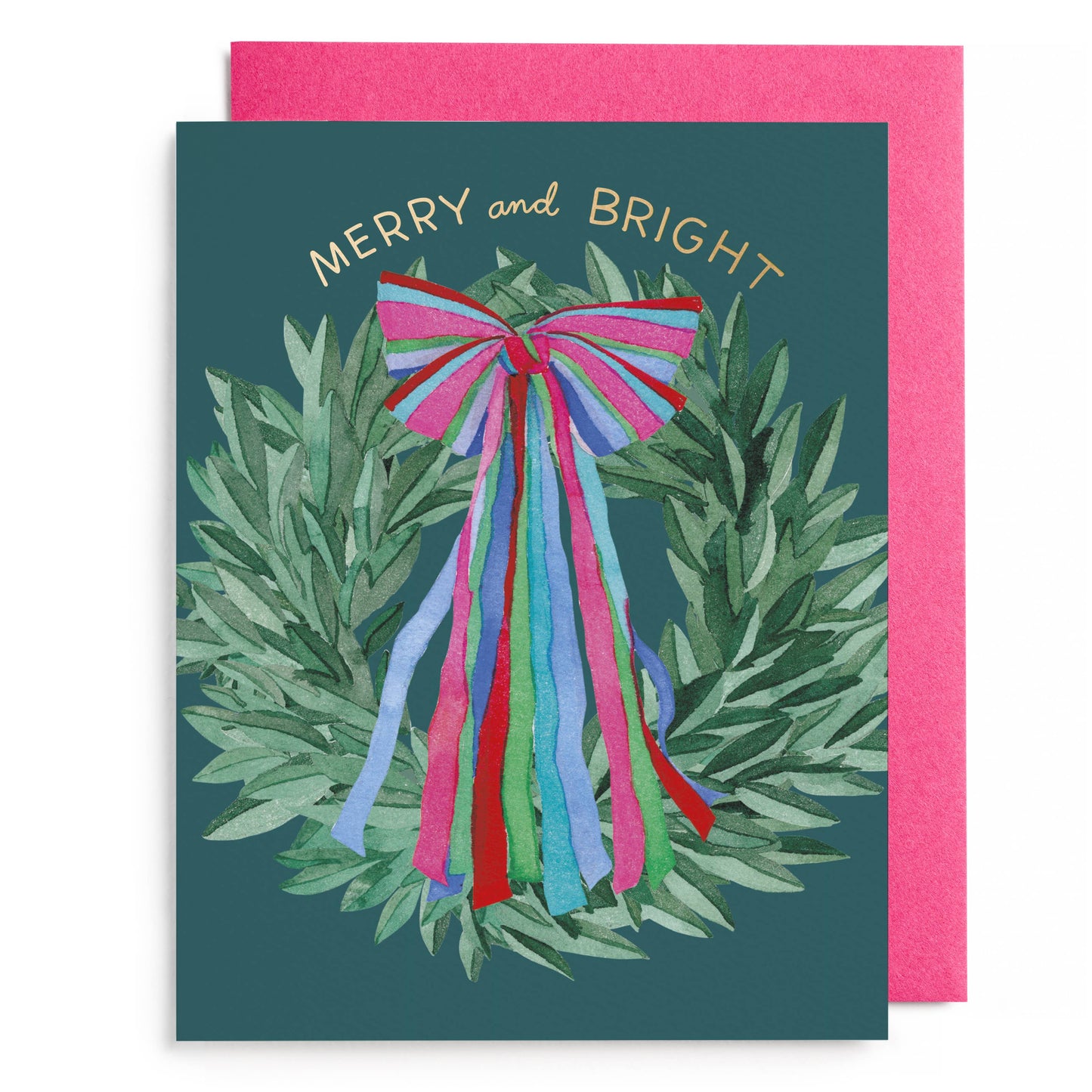 Colorful Bow Wreath Greeting Card