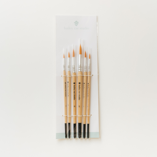 Watercolor brush set | Round Tip Brush, 6 piece | Bailey Rae Studio