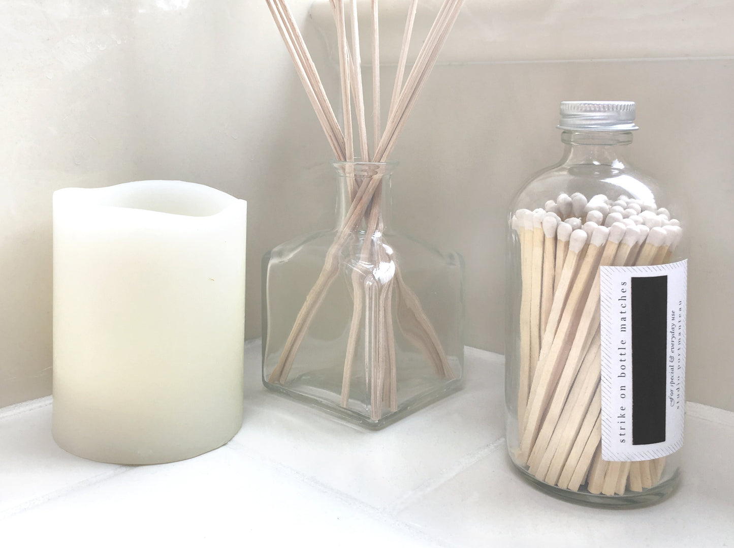 White 4" Candle Match Jar