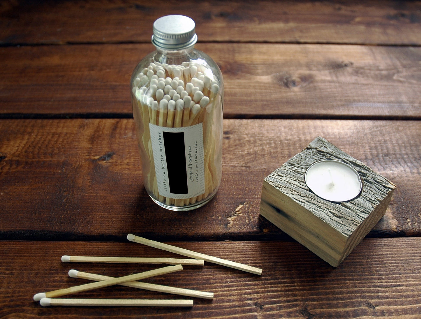 White 4" Candle Match Jar
