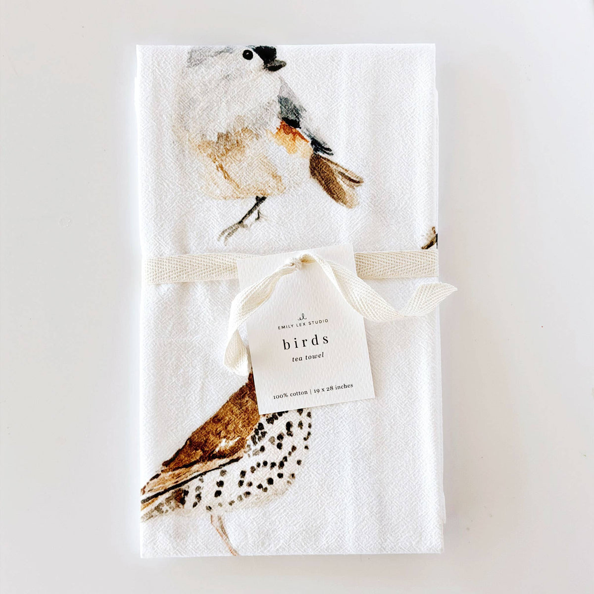 Birds cotton flour sack tea towel | Emily Lex Studio