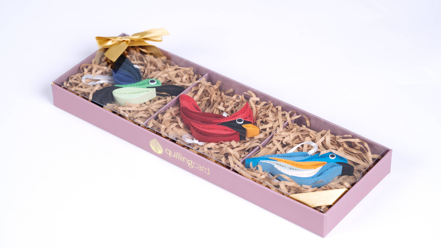 Quilled Bird Handmade Ornaments Box Set