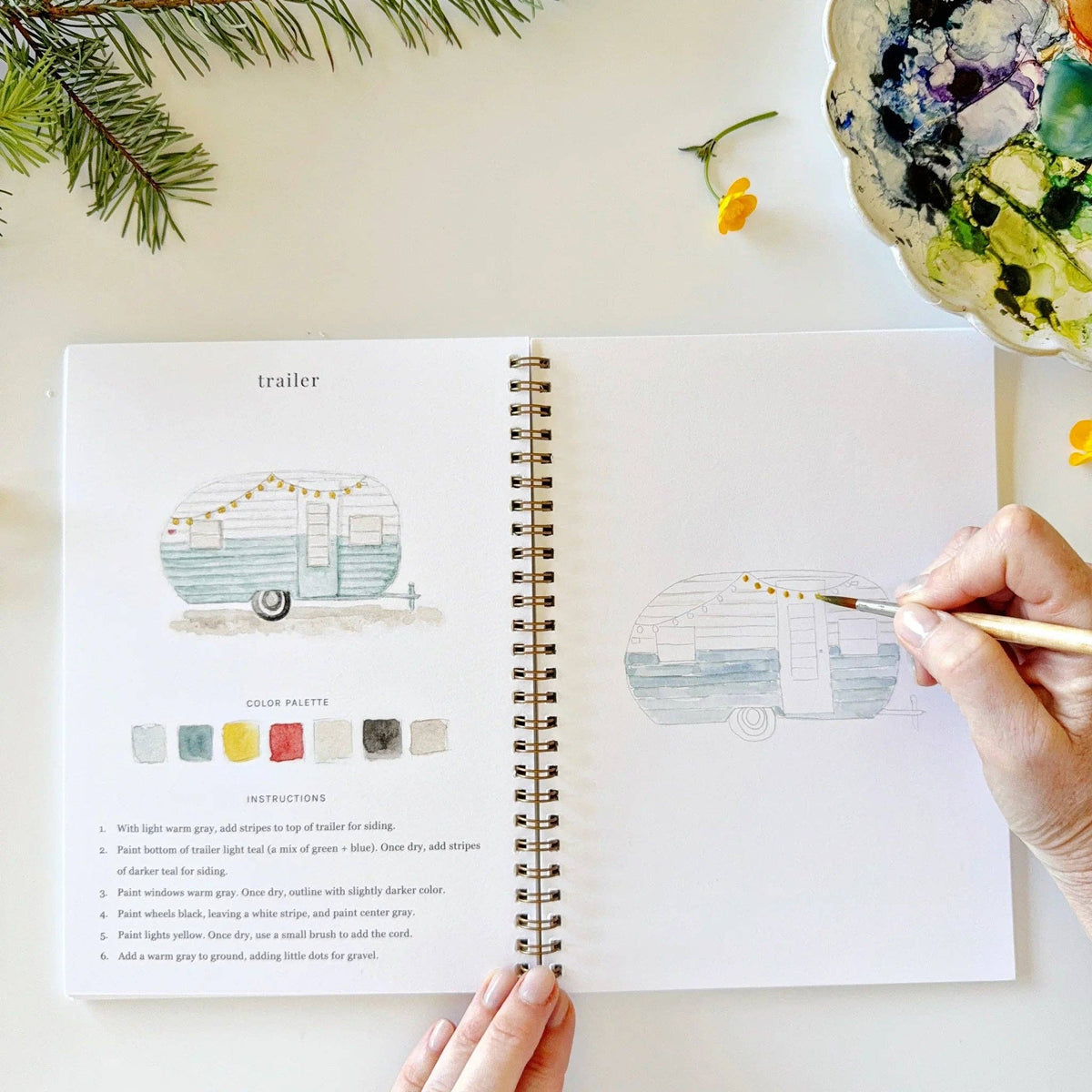 Camping watercolor workbook | Emily Lex Studio