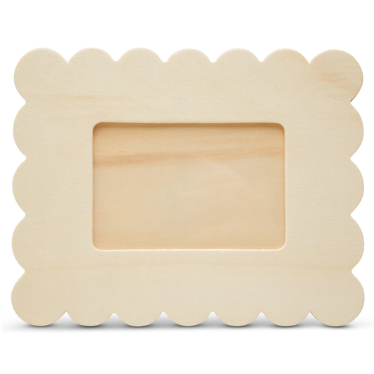 Unfinished Wood Scalloped Photo Frame, 6-3/8" X 8-1/8"
