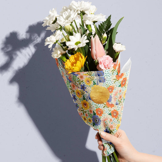 Golden Floral Designer Tissue