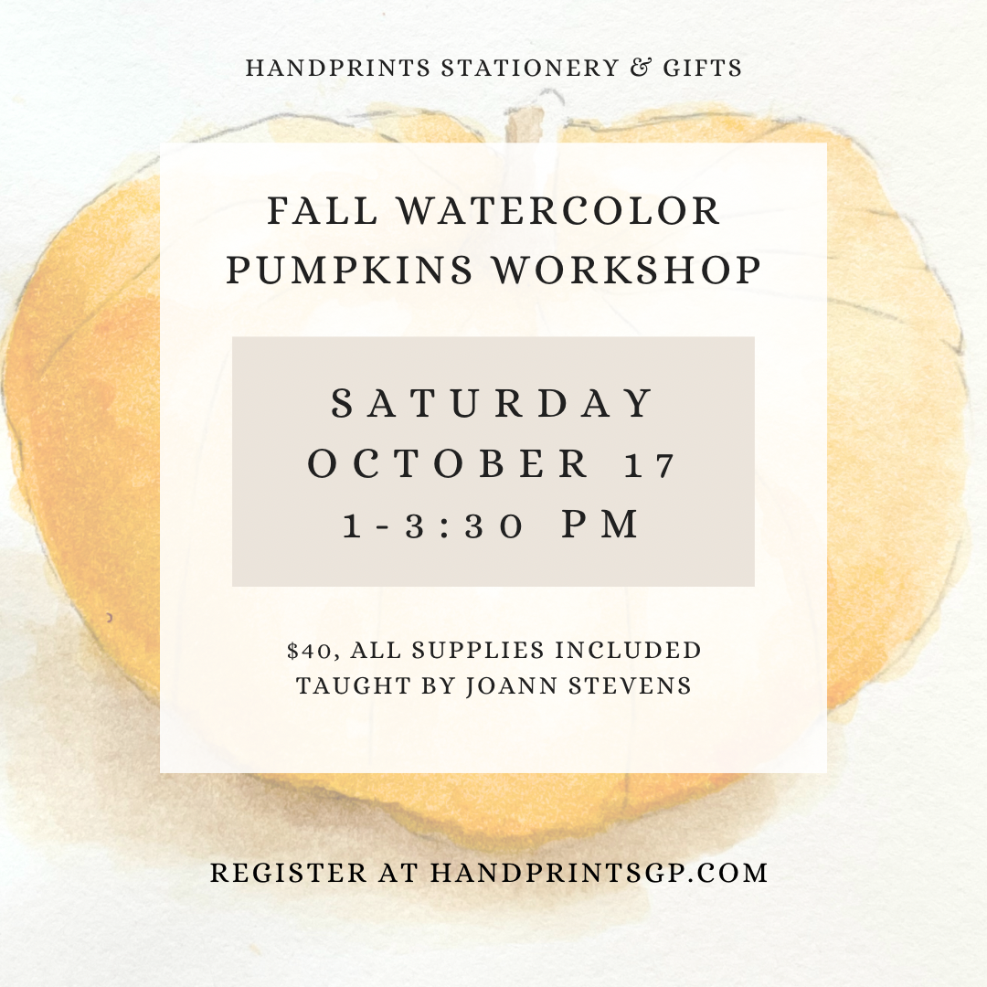 Annual Fall Watercolor Pumpkins Workshop - Saturday October 17, 1 - 3:30 pm