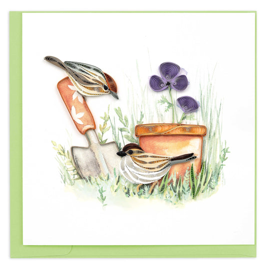 Quilling Card | Quilled Garden Sparrow Greeting Card
