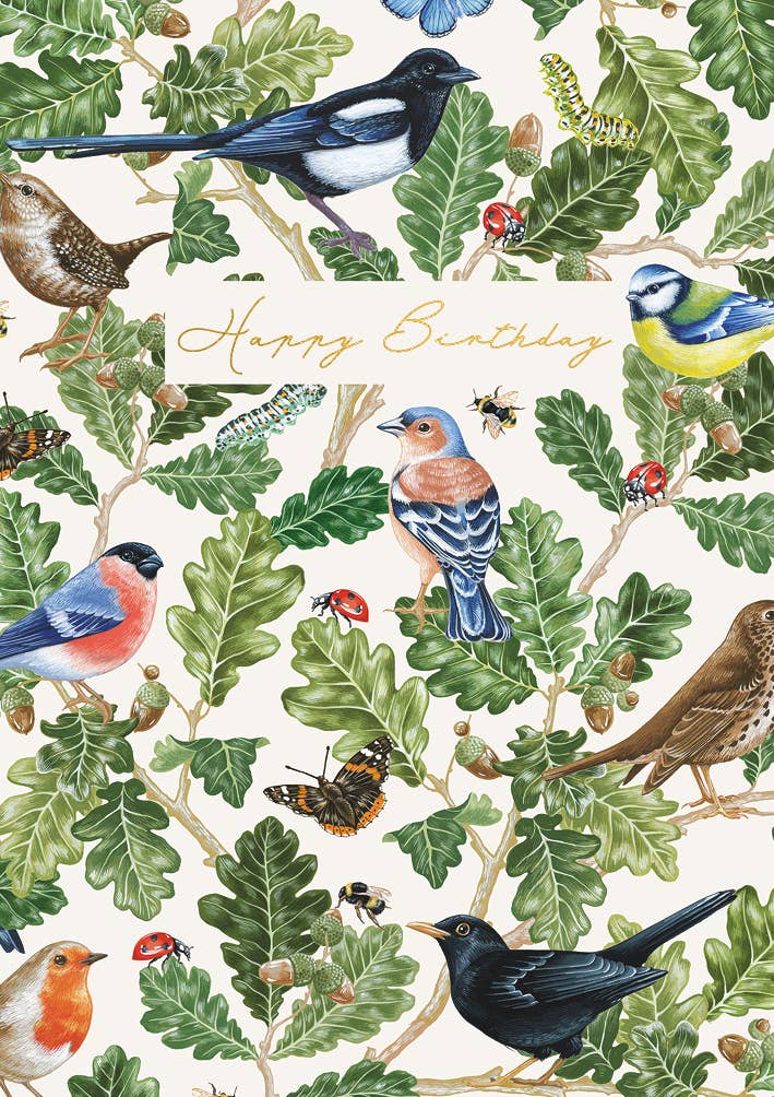 The Art File | Birthday Birds & Leaves Greeting Card