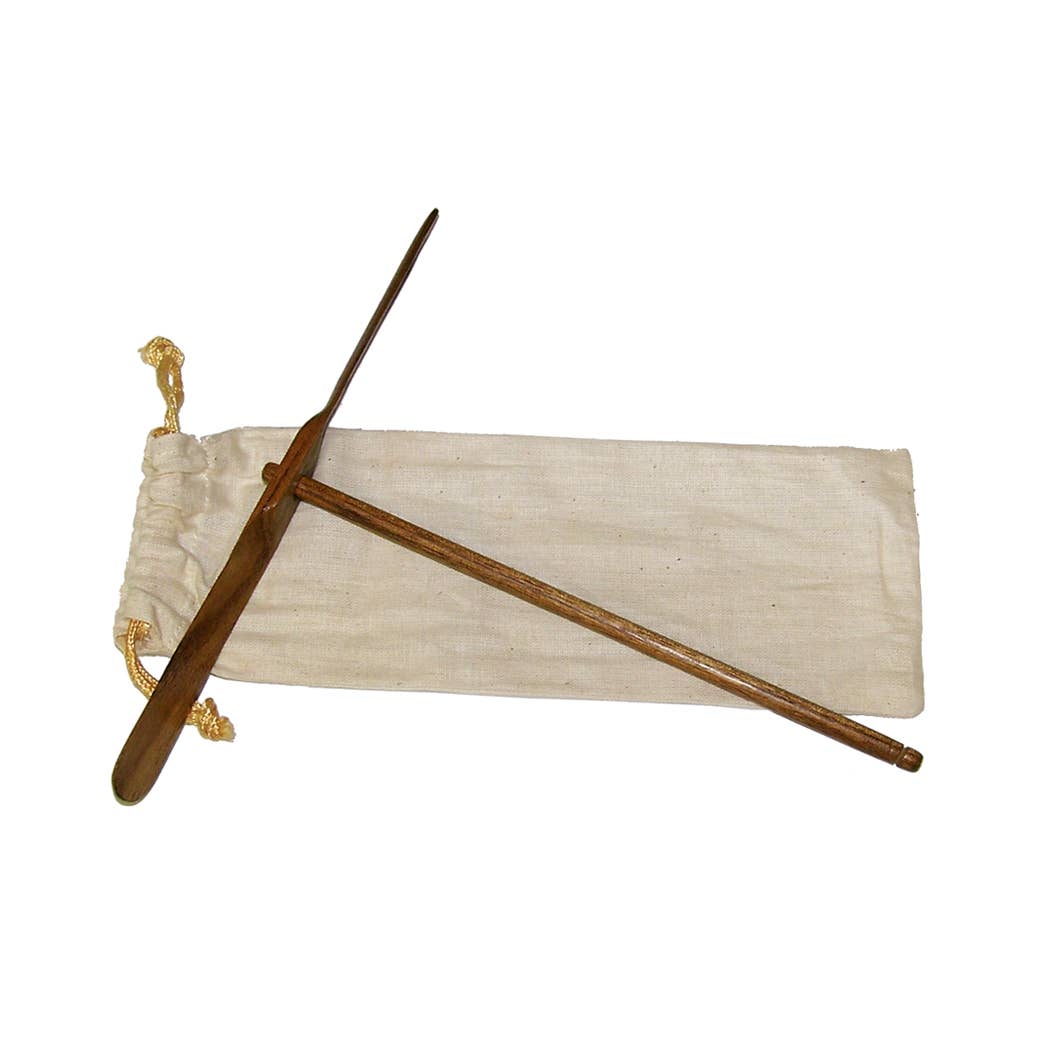 Solid Wood Hand Propeller Toy in Cloth Bag | Vintage Game