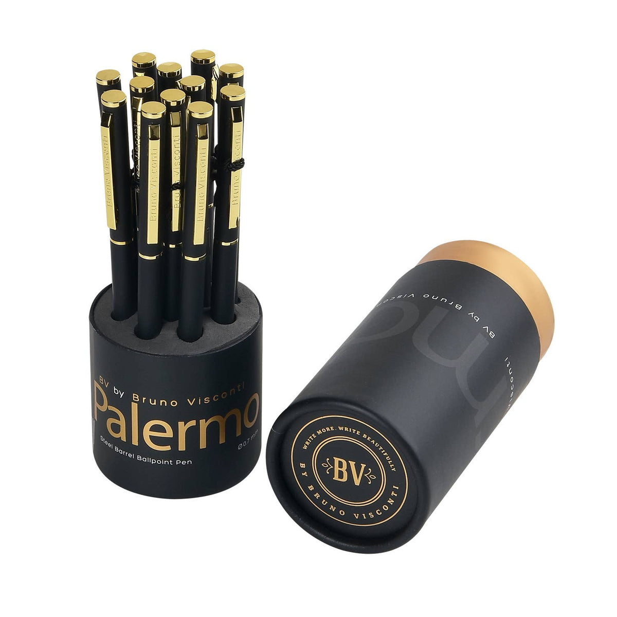 Tube of 12 Palermo pens - Black and Gold