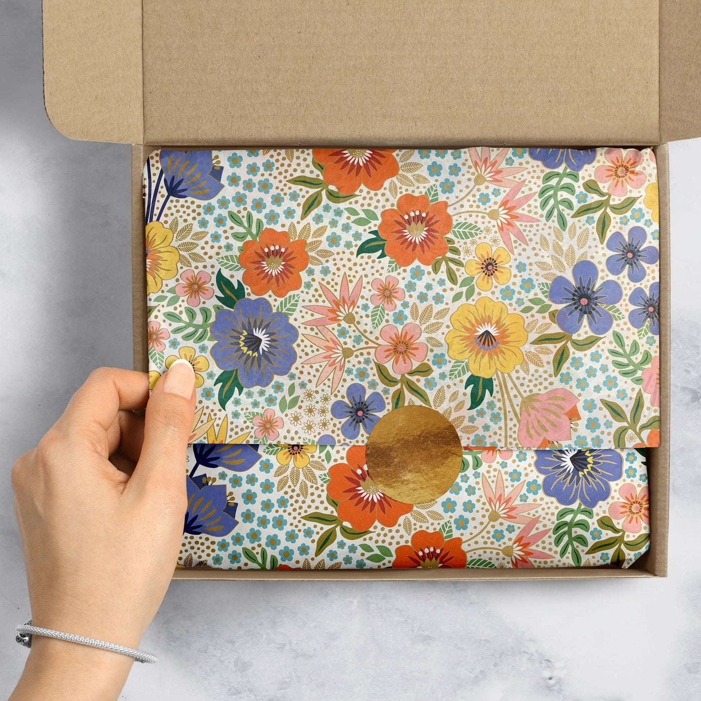 Golden Floral Designer Tissue