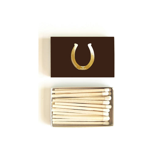 Lucky Horseshoe Gold Foil Embossed Matchbox | Western Matches