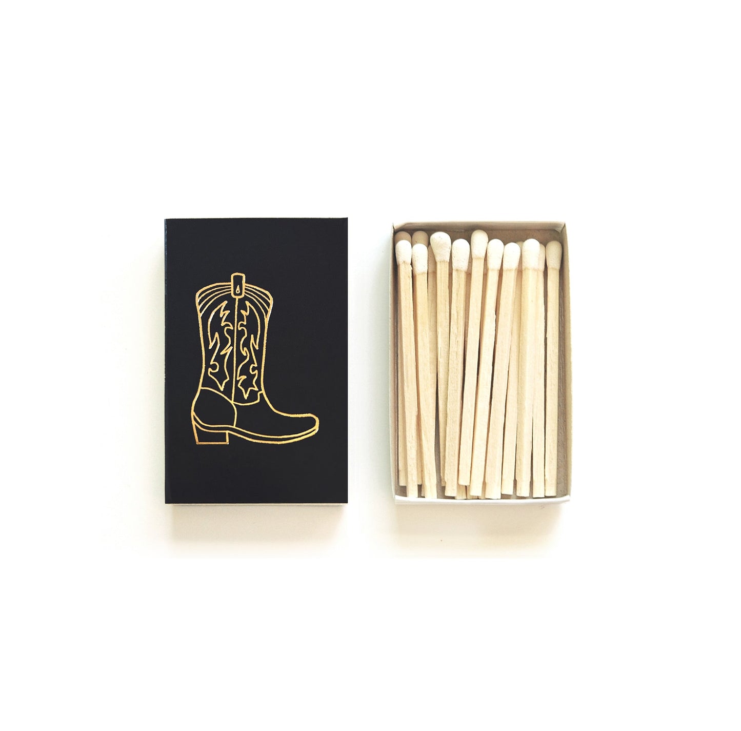 Cowboy Boot Gold Foil Embossed Matchbox | Western Matches