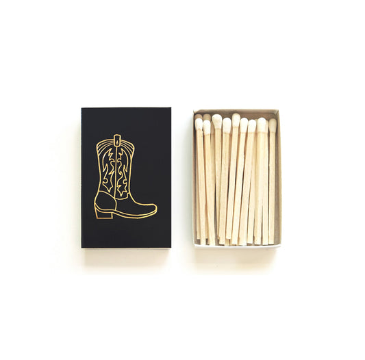 Cowboy Boot Gold Foil Embossed Matchbox | Western Matches